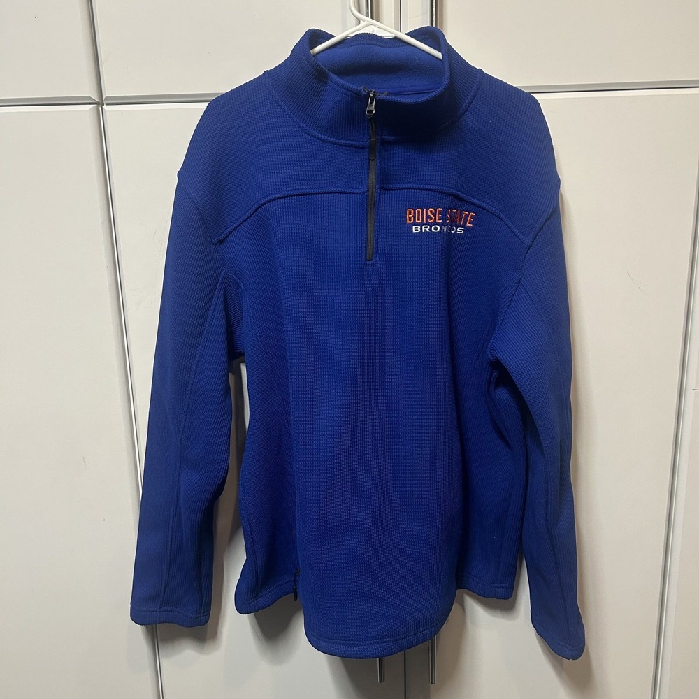 Campus Heritage Boise State Broncos Mens XL Blue Quarter Zip Fleece Pullover